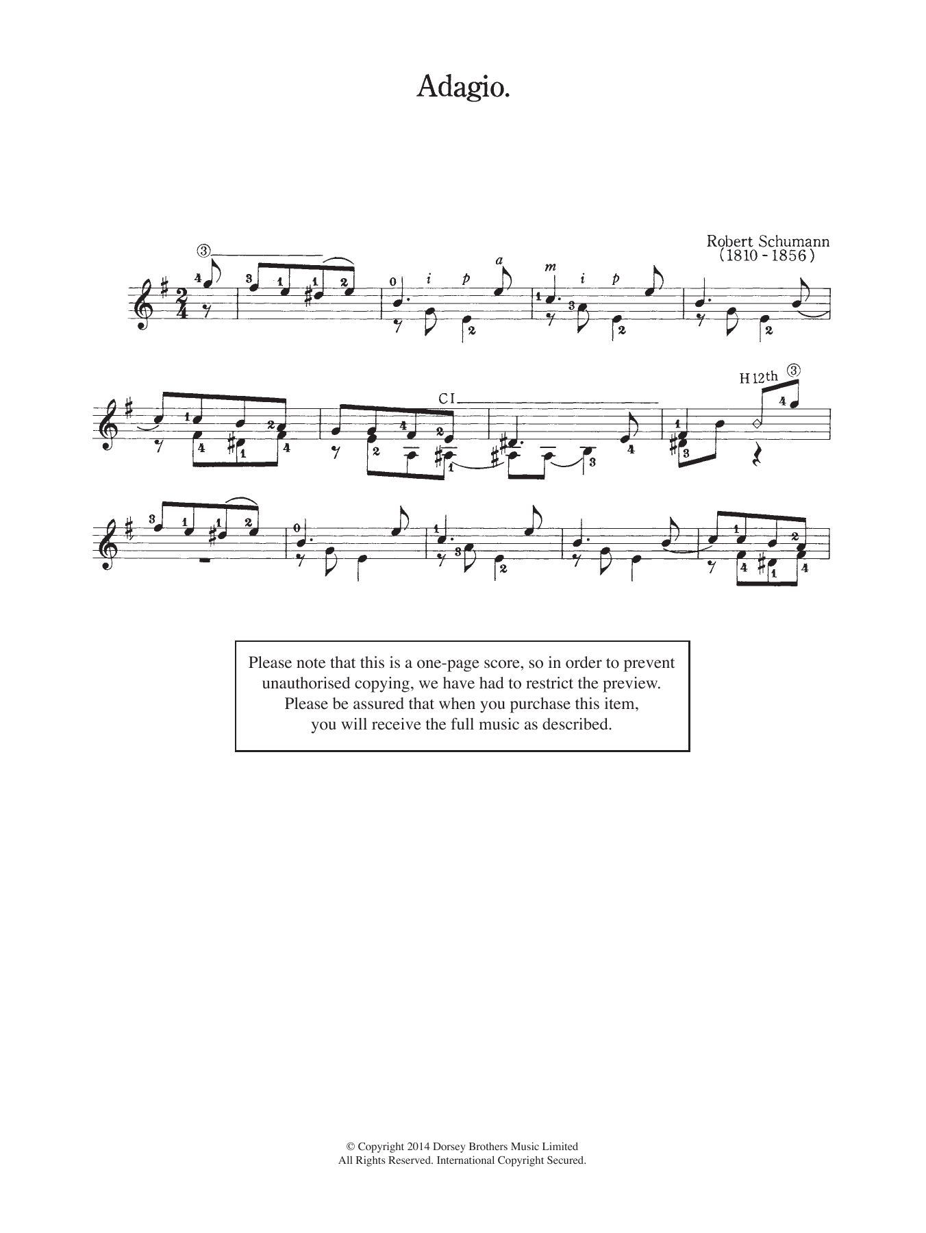 Download Robert Schumann Adagio Sheet Music and learn how to play Guitar PDF digital score in minutes