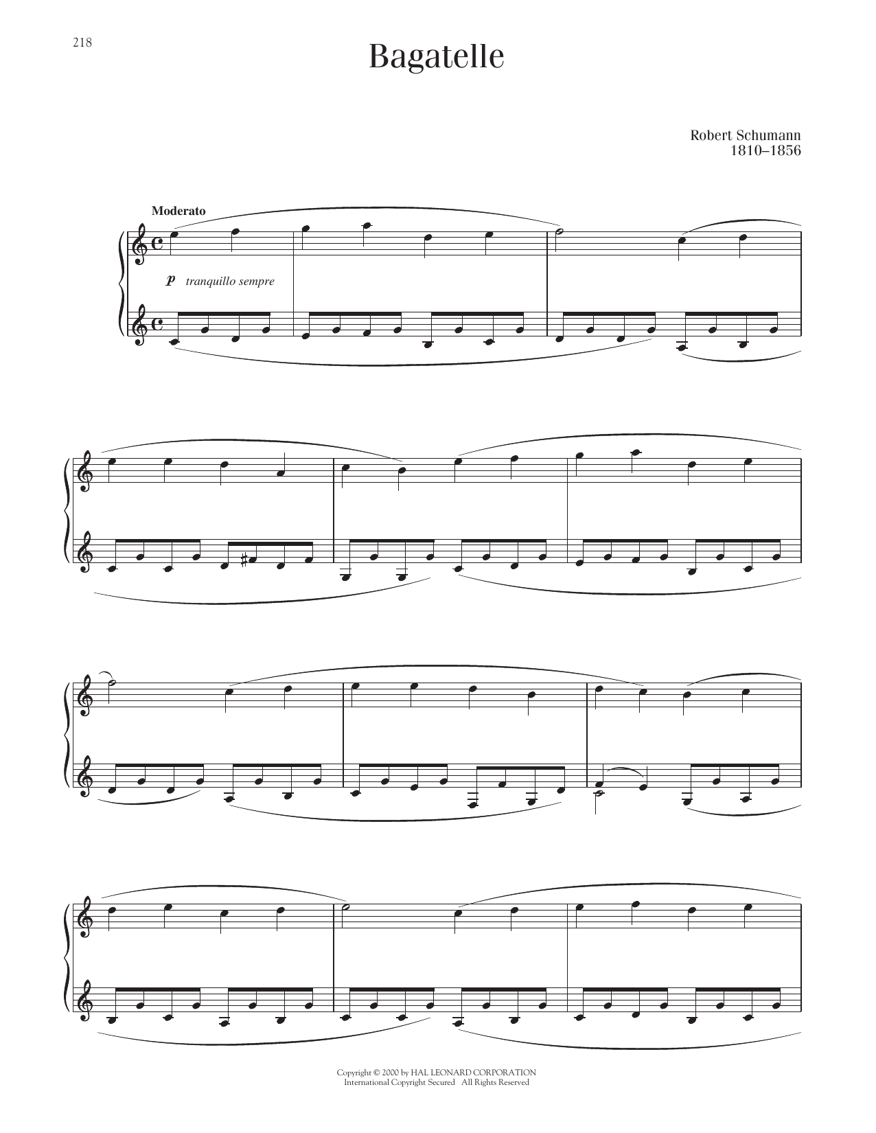Download Robert Schumann Bagatelle Sheet Music and learn how to play Piano Solo PDF digital score in minutes