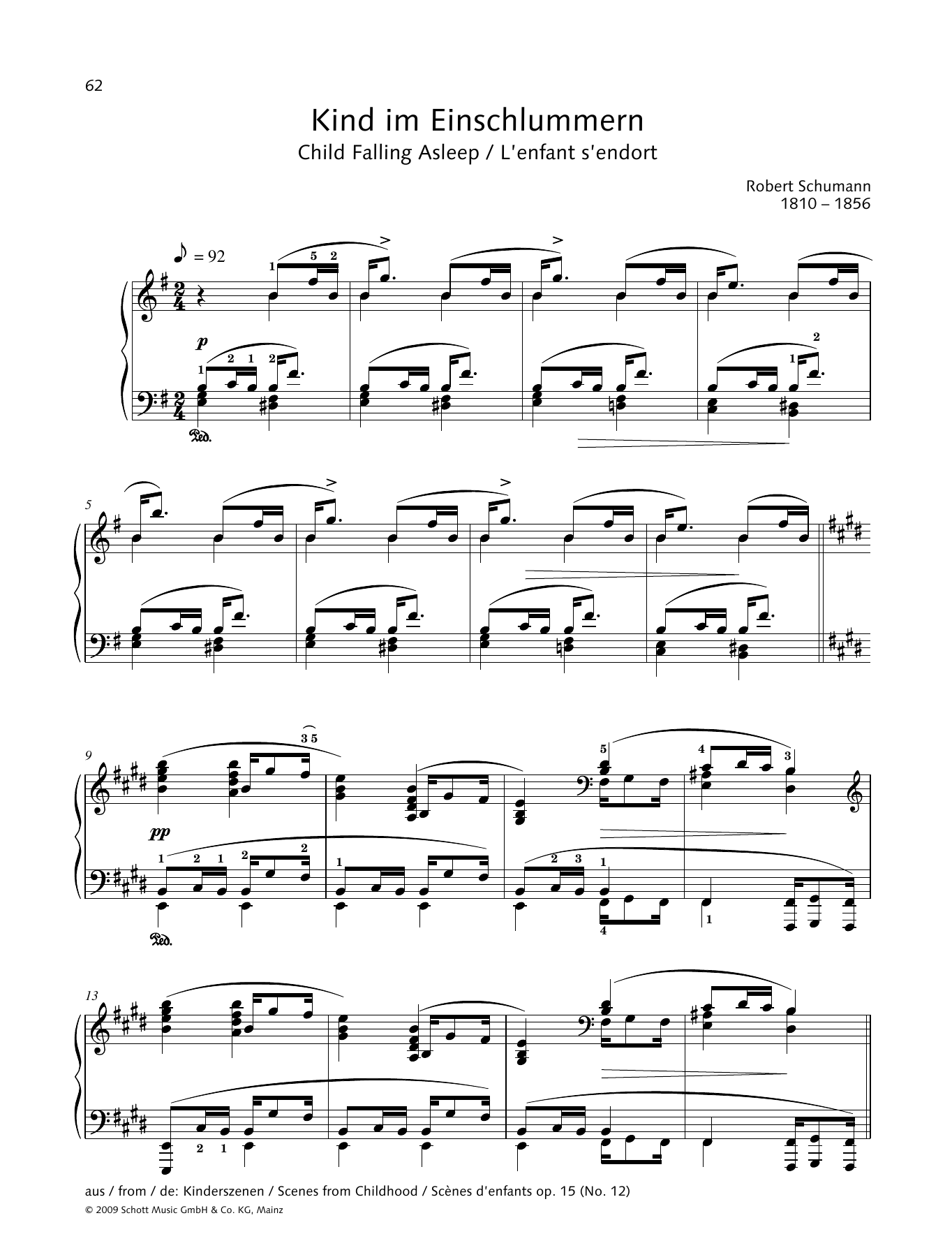 Download Robert Schumann Child Falling Asleep Sheet Music and learn how to play Piano Solo PDF digital score in minutes