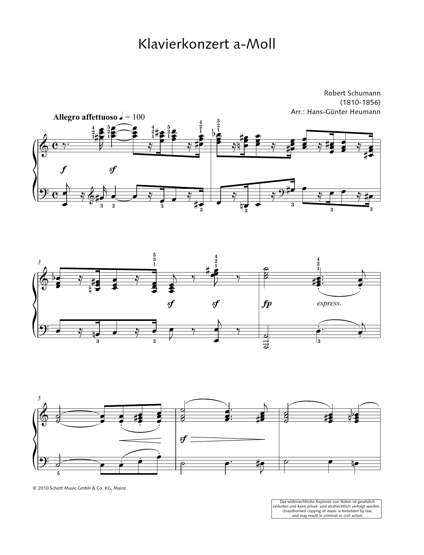 Download Robert Schumann Concerto for Piano and Orchestra in A minor Sheet Music and learn how to play Piano Solo PDF digital score in minutes