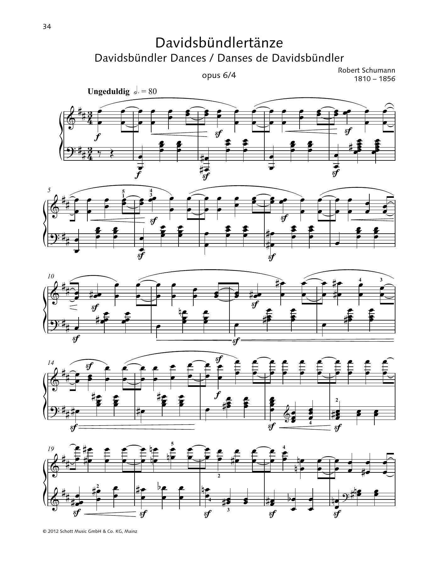 Download Robert Schumann Davidsbündler Dances Sheet Music and learn how to play Piano Solo PDF digital score in minutes