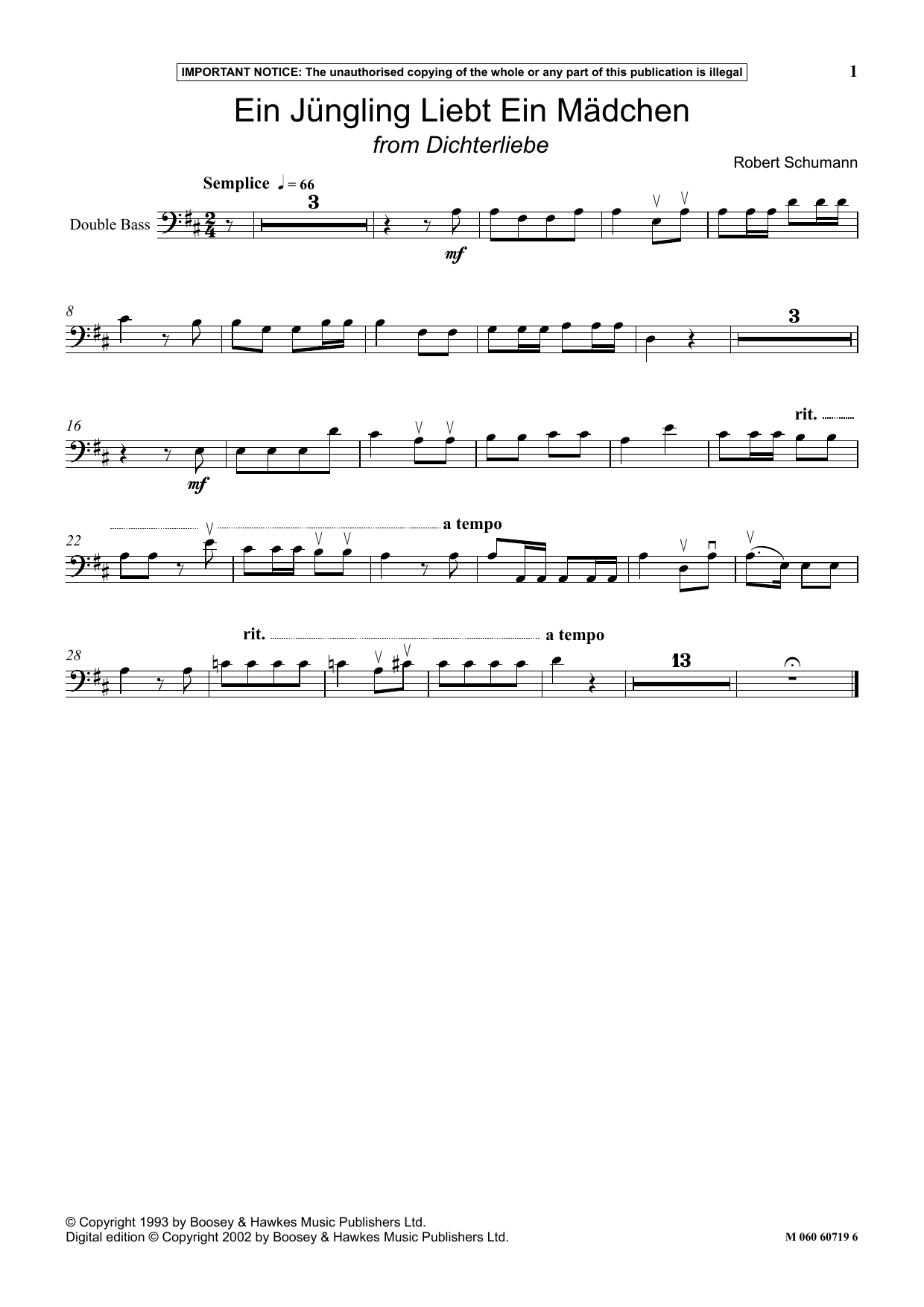 Download Robert Schumann Ein Jungling Liebt Ein Madchen from Dichterliebe Sheet Music and learn how to play Instrumental Solo PDF digital score in minutes