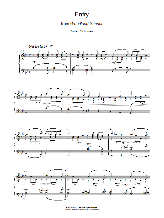 Download Robert Schumann Entry From Woodland Scenes Sheet Music and learn how to play Piano PDF digital score in minutes