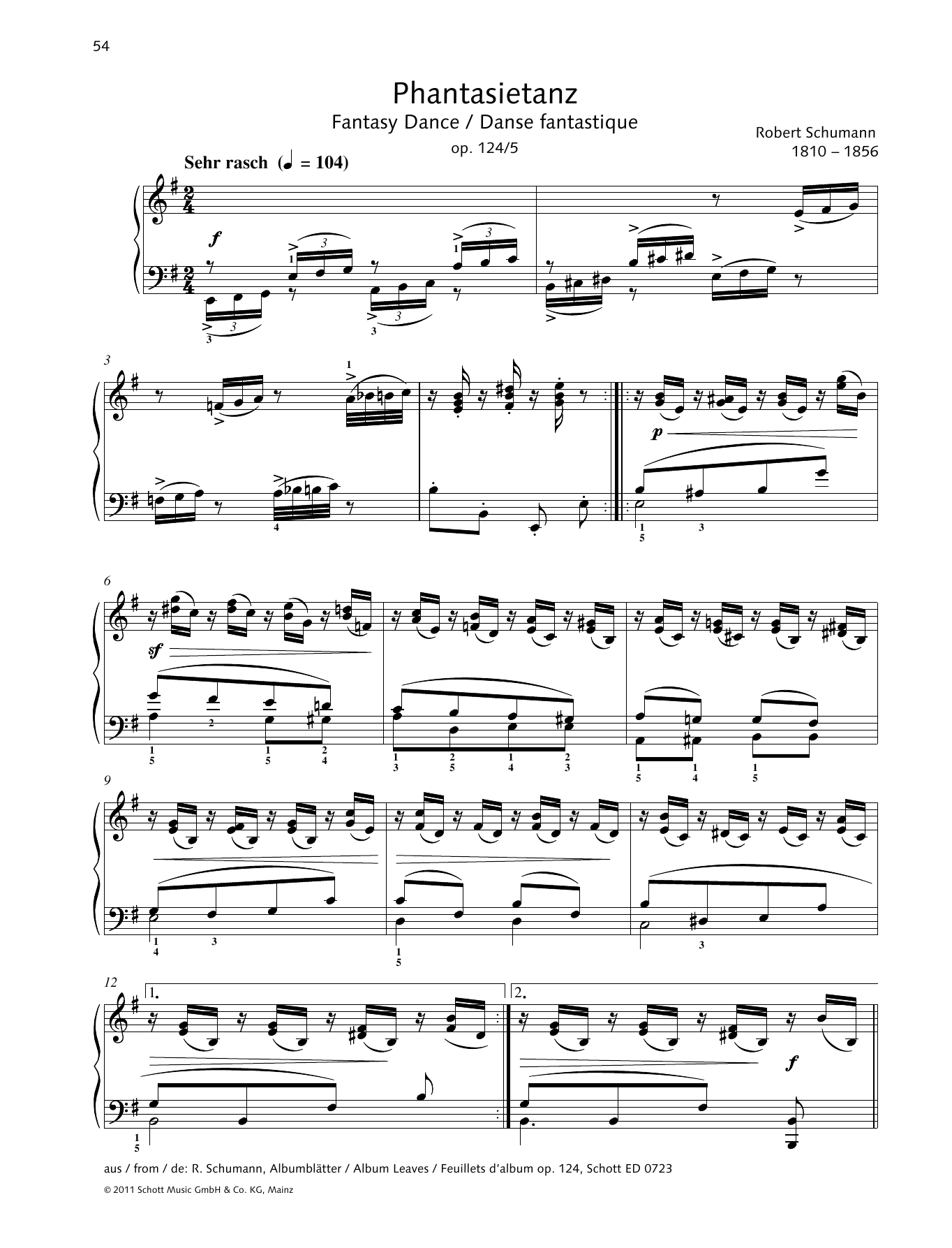 Download Robert Schumann Fantasy Dance Sheet Music and learn how to play Piano Solo PDF digital score in minutes