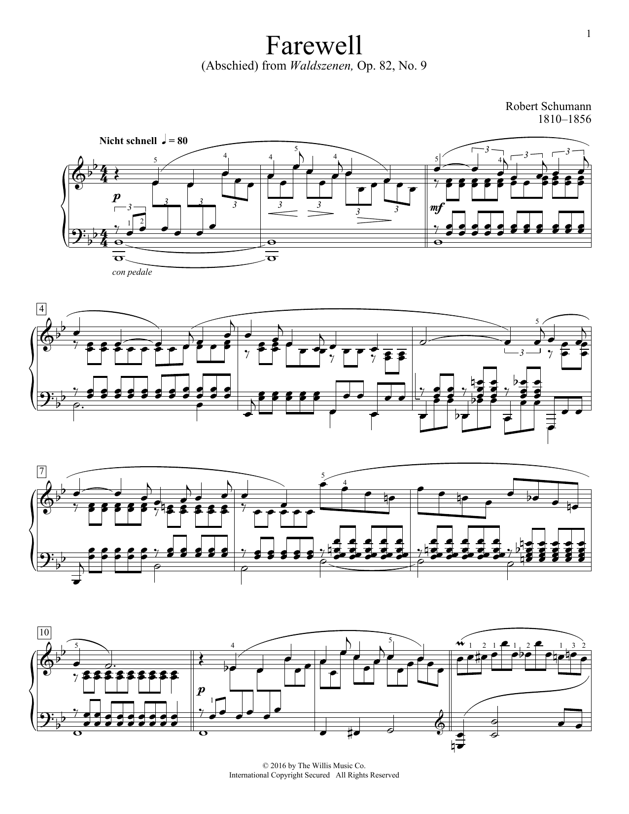 Download Robert Schumann Farewell (Abschied) Sheet Music and learn how to play Educational Piano PDF digital score in minutes
