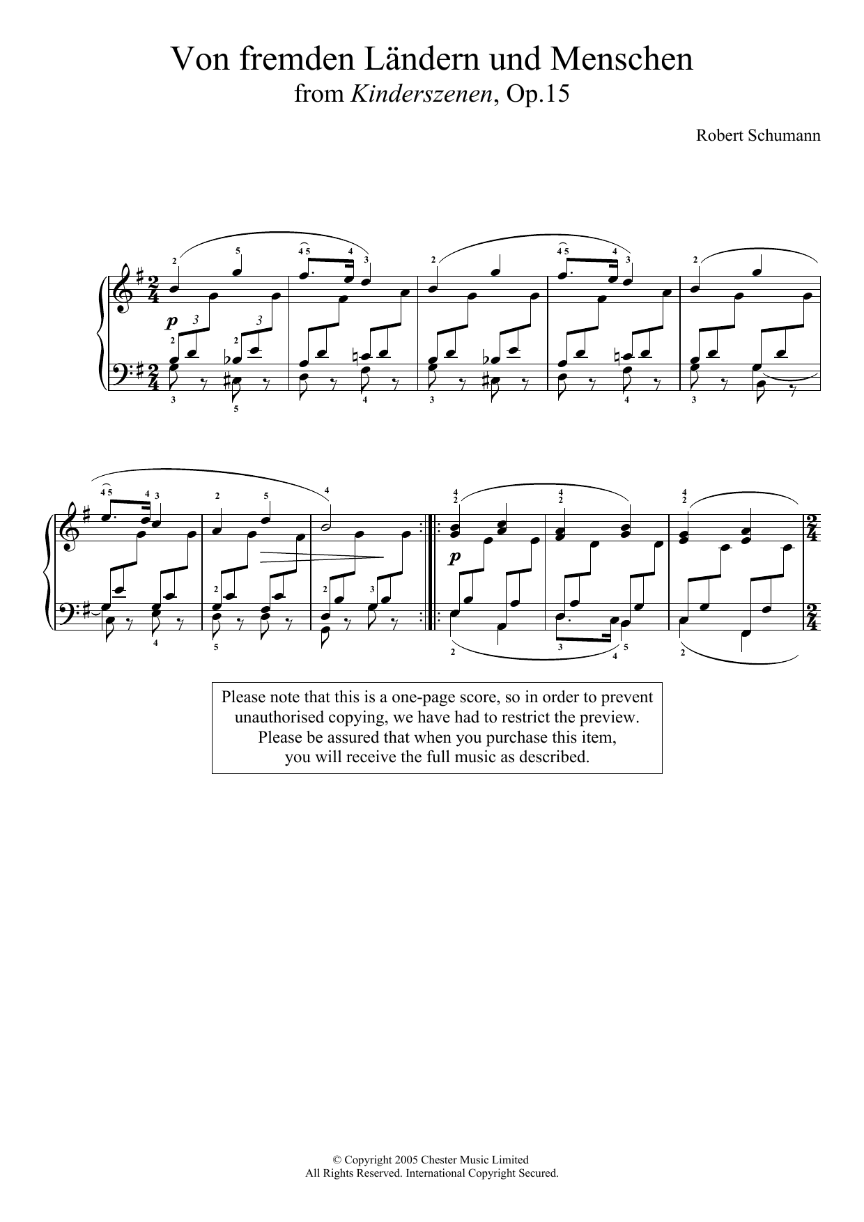 Download Robert Schumann From Foreign Lands And People (from Scenes From Childhood) Sheet Music and learn how to play Piano PDF digital score in minutes