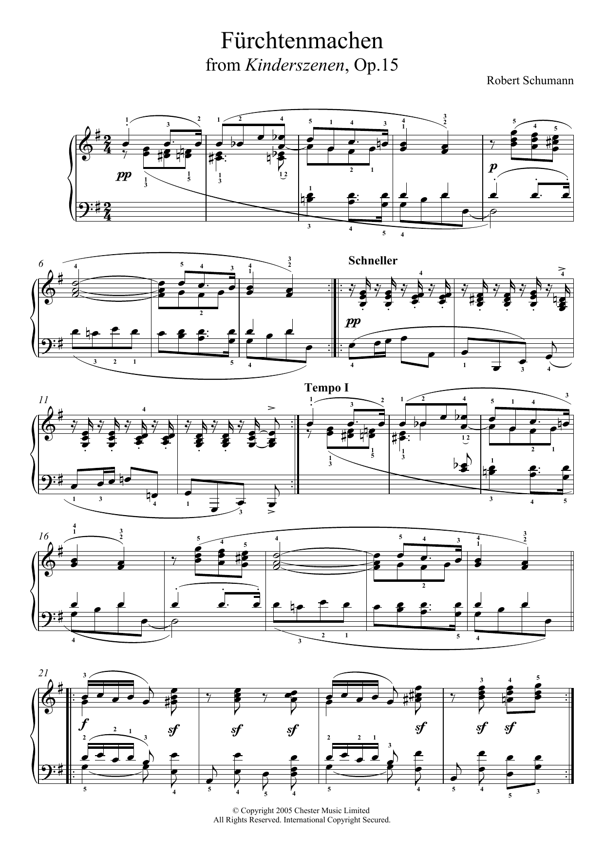 Download Robert Schumann Furchtenmachen Sheet Music and learn how to play Piano PDF digital score in minutes