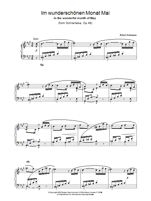 Download Robert Schumann Im wunderschönen Monat Mai Sheet Music and learn how to play Piano PDF digital score in minutes