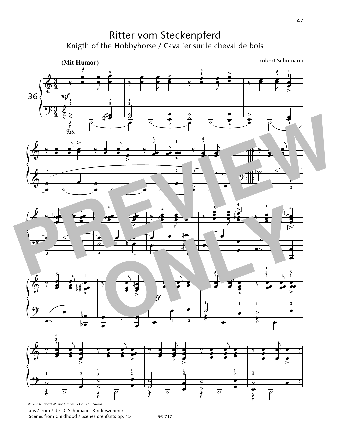 Download Robert Schumann Knight of the Hobbyhorse Sheet Music and learn how to play Piano Solo PDF digital score in minutes