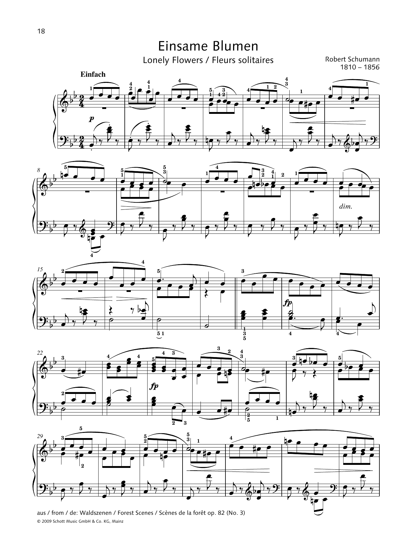 Download Robert Schumann Lonely Flowers Sheet Music and learn how to play Piano Solo PDF digital score in minutes