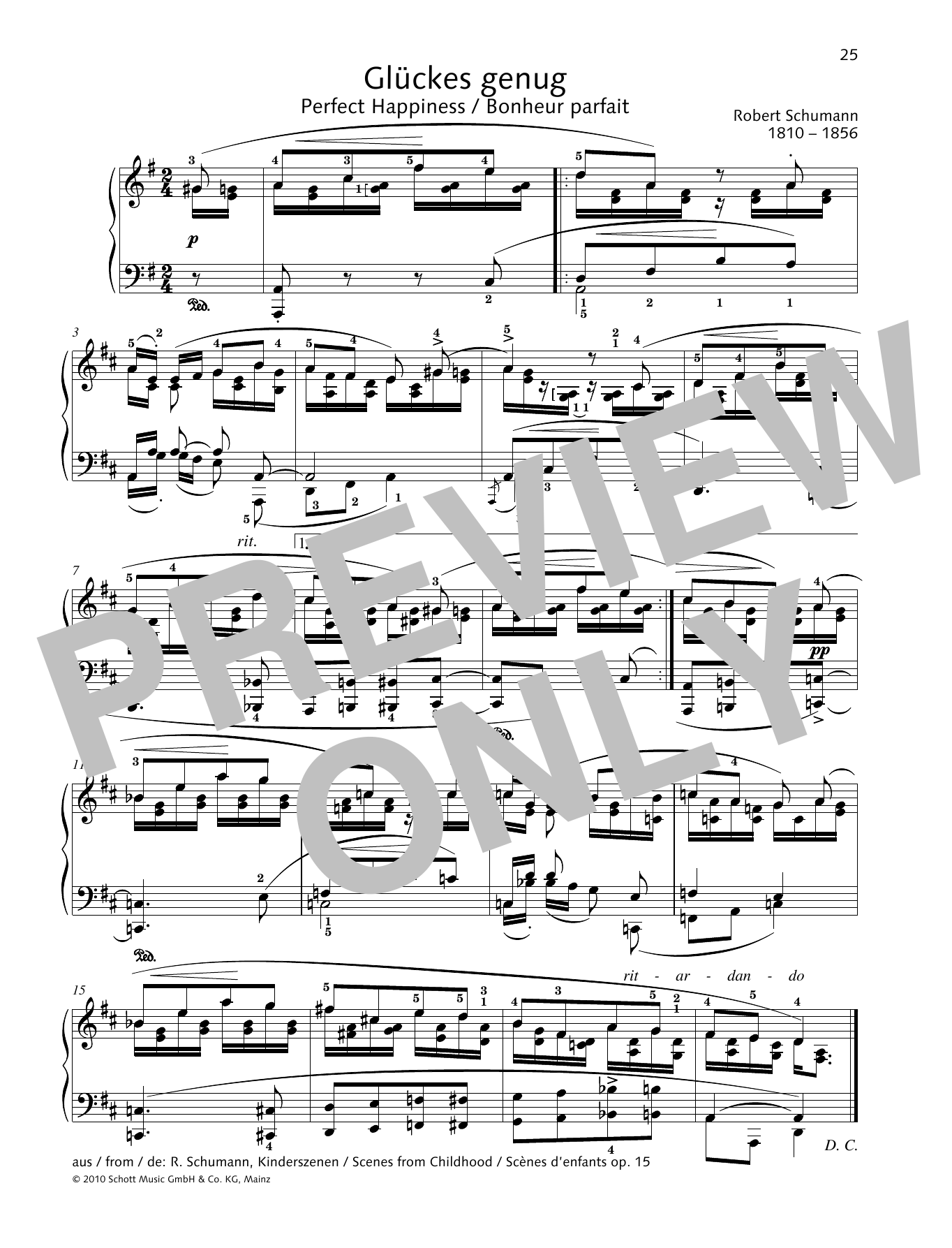 Download Robert Schumann Perfect Happiness Sheet Music and learn how to play Piano Solo PDF digital score in minutes