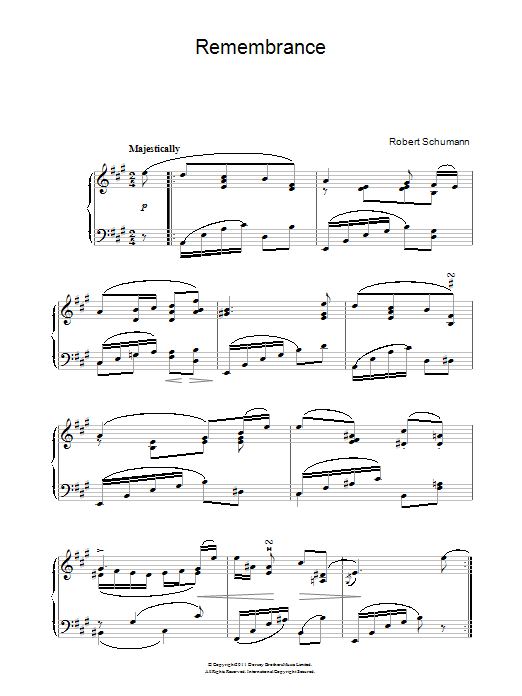 Download Robert Schumann Remembrance Sheet Music and learn how to play Piano PDF digital score in minutes