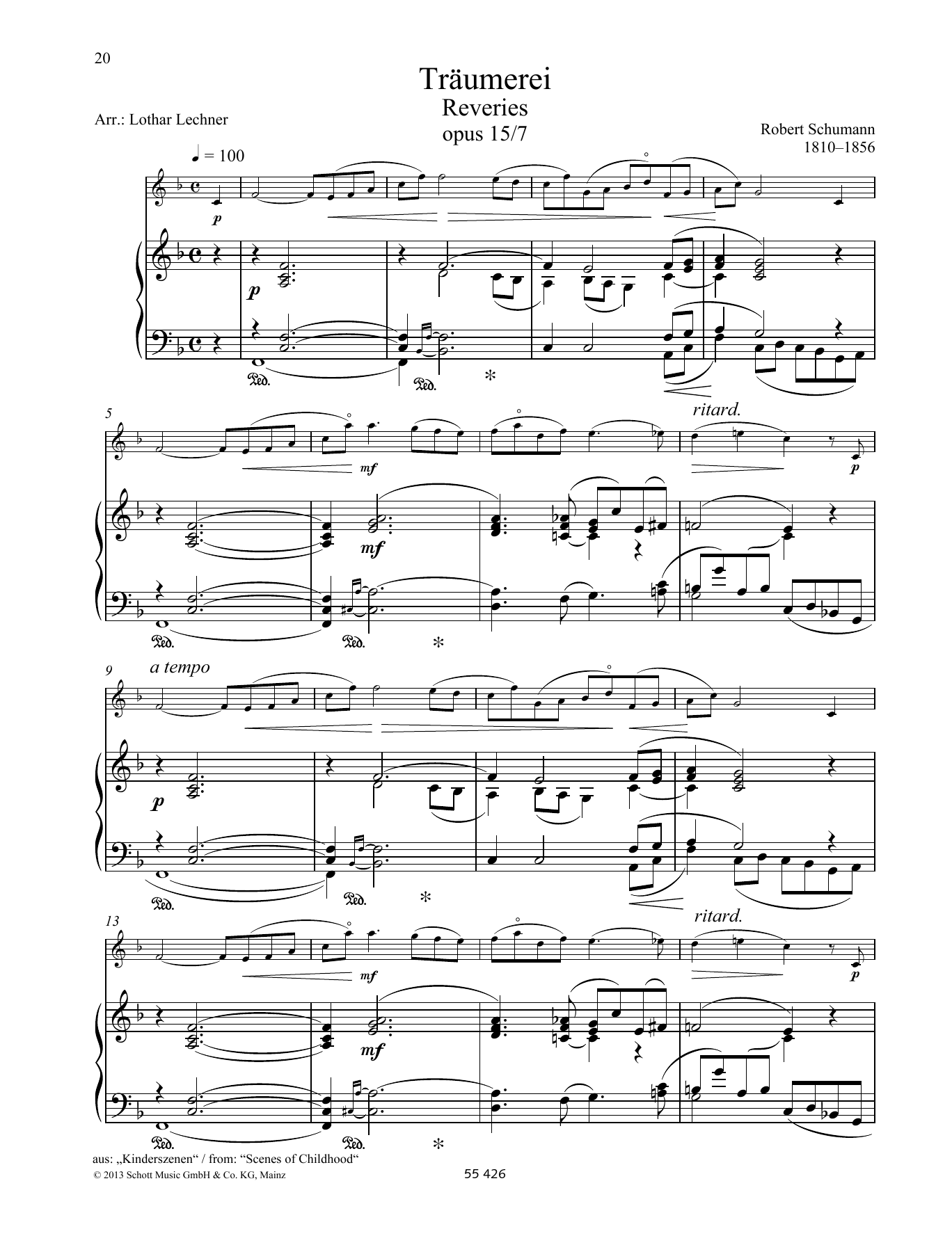 Download Robert Schumann Rêveries Sheet Music and learn how to play String Solo PDF digital score in minutes