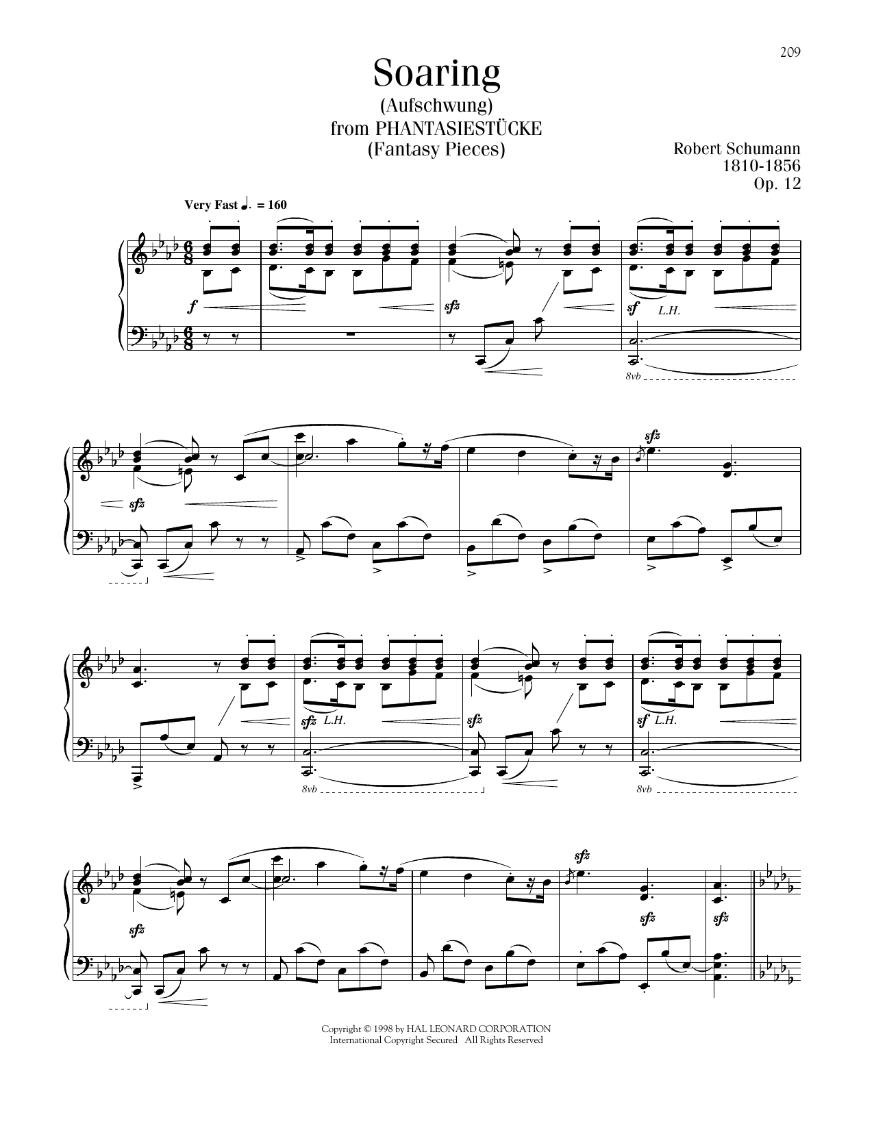 Download Robert Schumann Soaring (Aufschwung), Op. 12, No. 2 Sheet Music and learn how to play Piano Solo PDF digital score in minutes