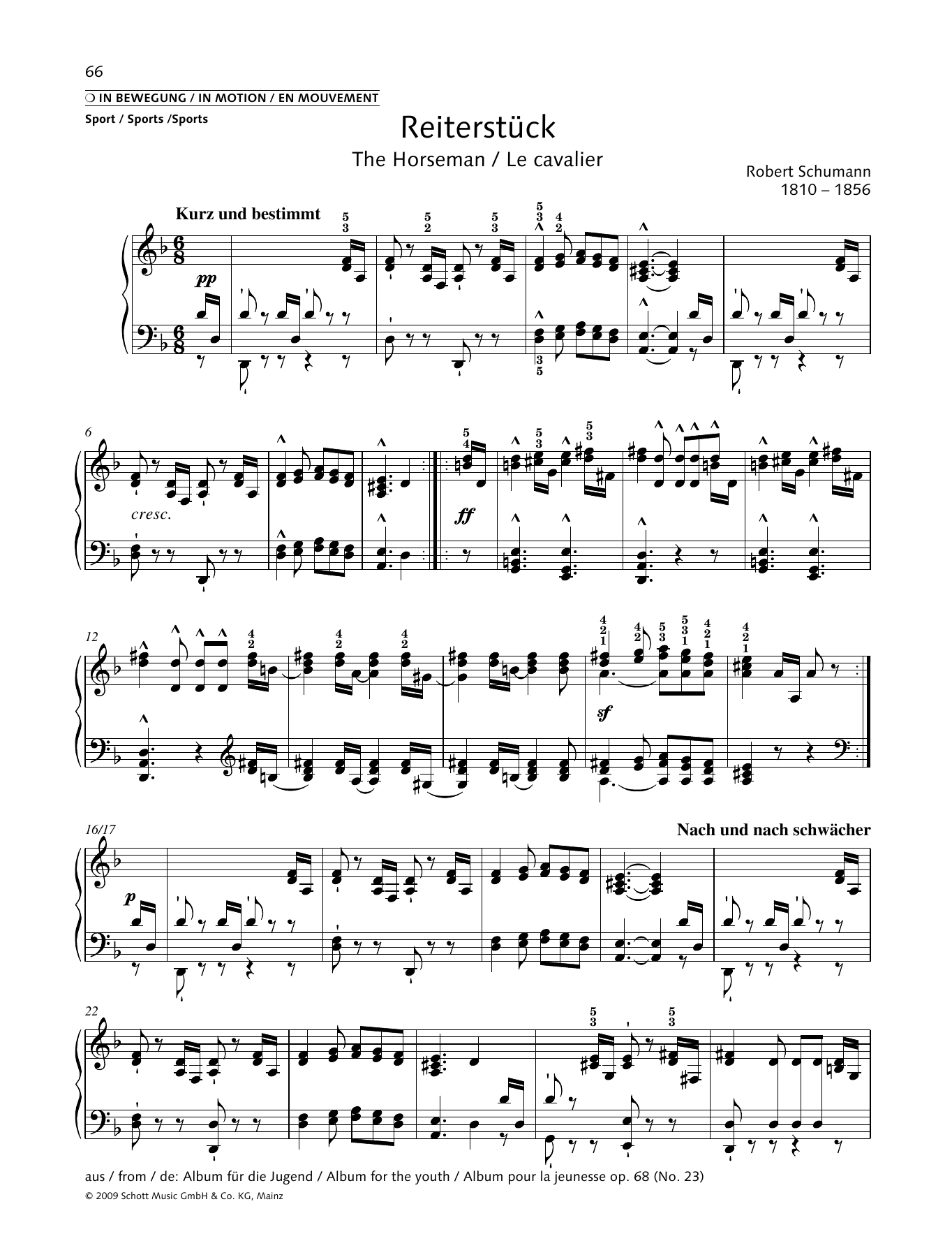 Download Robert Schumann The Horseman Sheet Music and learn how to play Piano Solo PDF digital score in minutes