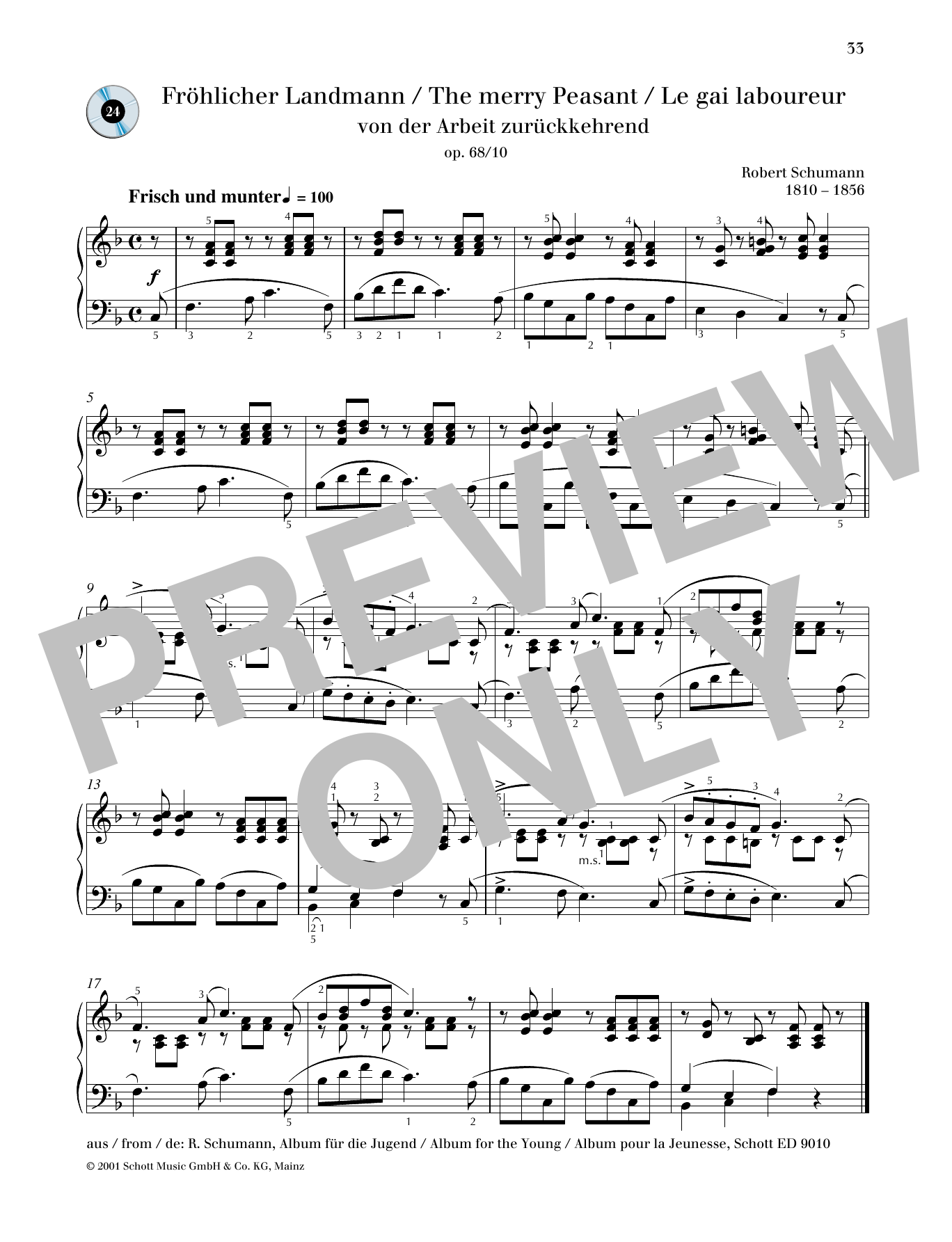 Download Robert Schumann The Merry Peasant Sheet Music and learn how to play Piano Solo PDF digital score in minutes