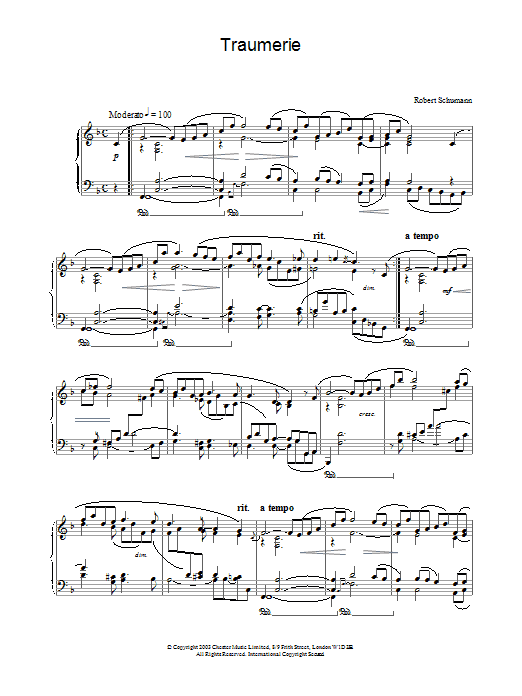 Download Robert Schumann Traumerie Sheet Music and learn how to play Piano Solo PDF digital score in minutes