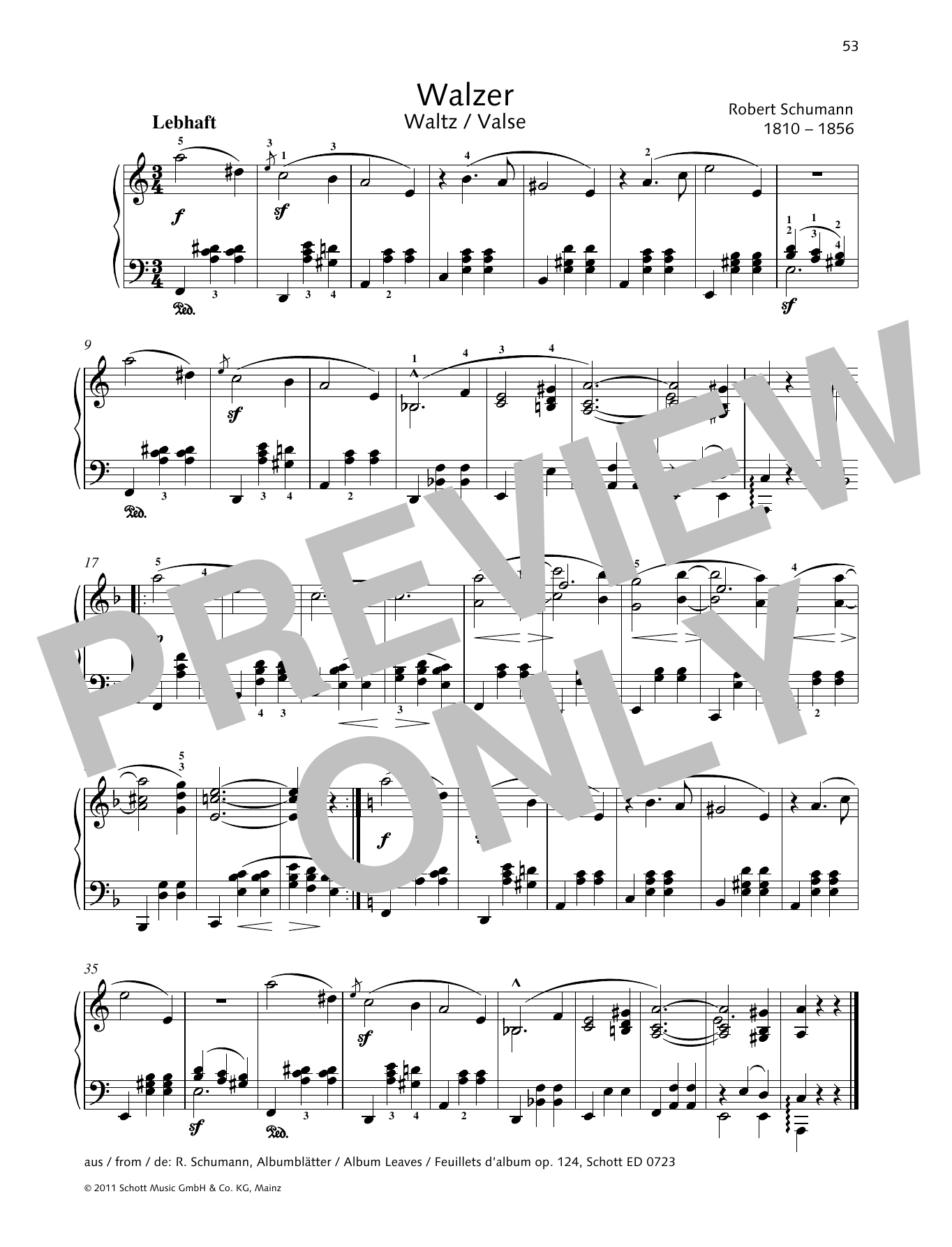 Download Robert Schumann Waltz Sheet Music and learn how to play Piano Solo PDF digital score in minutes