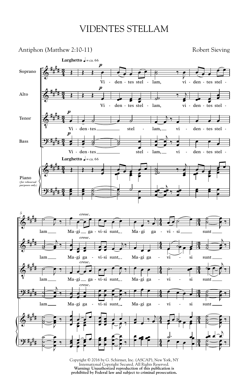 Download Robert Sieving Videntes Stellam Sheet Music and learn how to play SATB PDF digital score in minutes