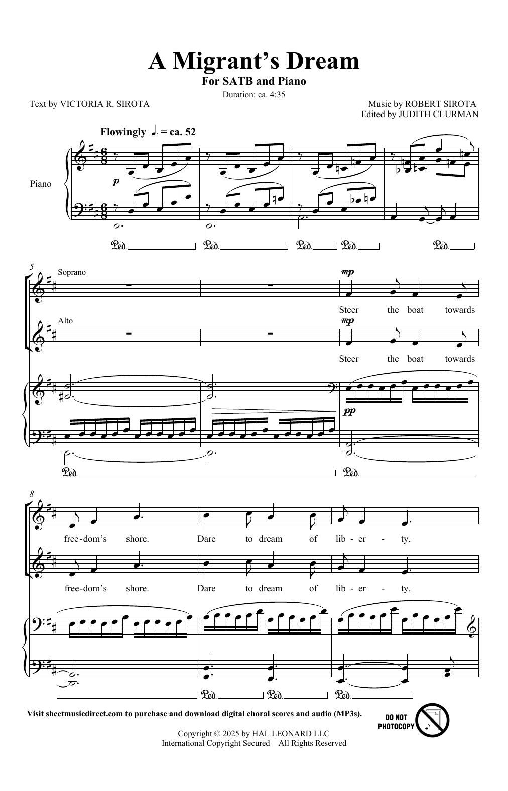 Download Robert Sirota and Victoria R. Sirota A Migrant's Dream Sheet Music and learn how to play SATB Choir PDF digital score in minutes