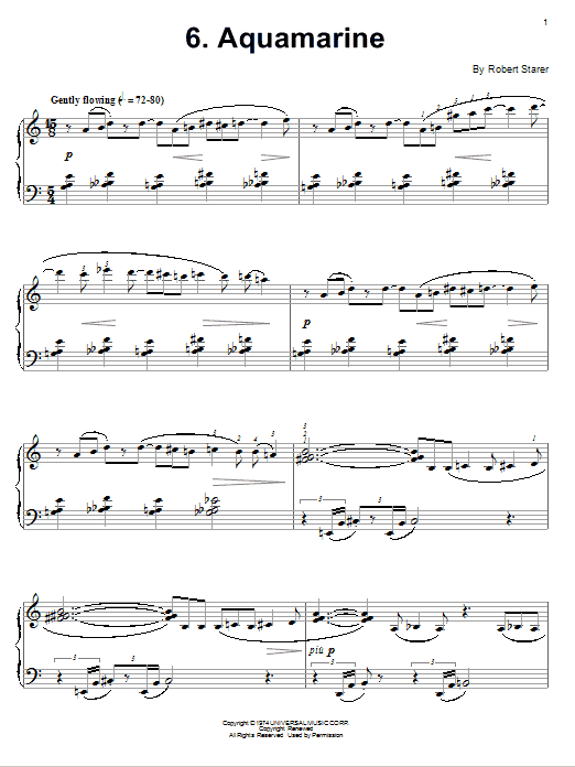 Download Robert Starer Aquamarine Sheet Music and learn how to play Piano PDF digital score in minutes