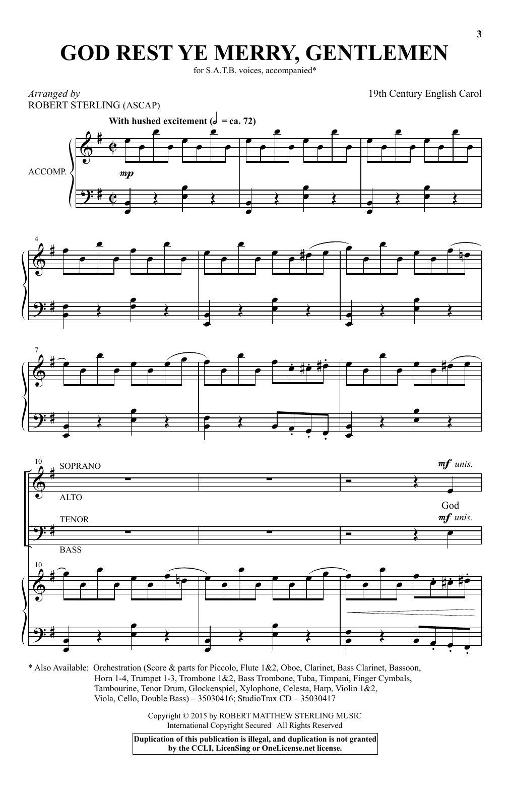Download Robert Sterling God Rest Ye Merry, Gentlemen Sheet Music and learn how to play SATB PDF digital score in minutes