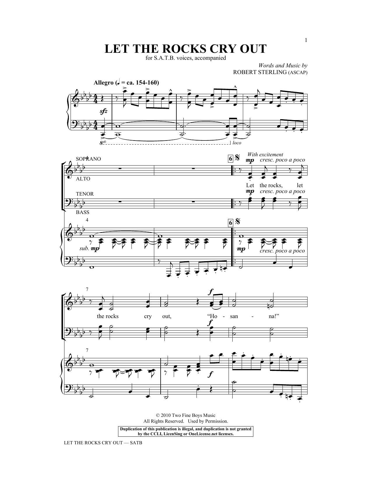 Download Robert Sterling Let The Rocks Cry Out Sheet Music and learn how to play SATB PDF digital score in minutes