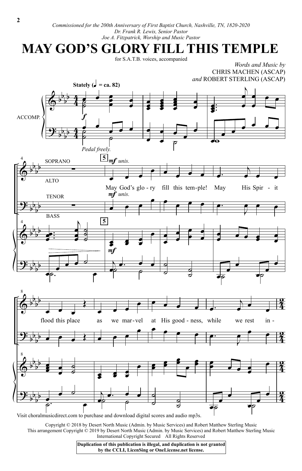 Download Robert Sterling May God's Glory Fill This Temple Sheet Music and learn how to play SATB Choir PDF digital score in minutes