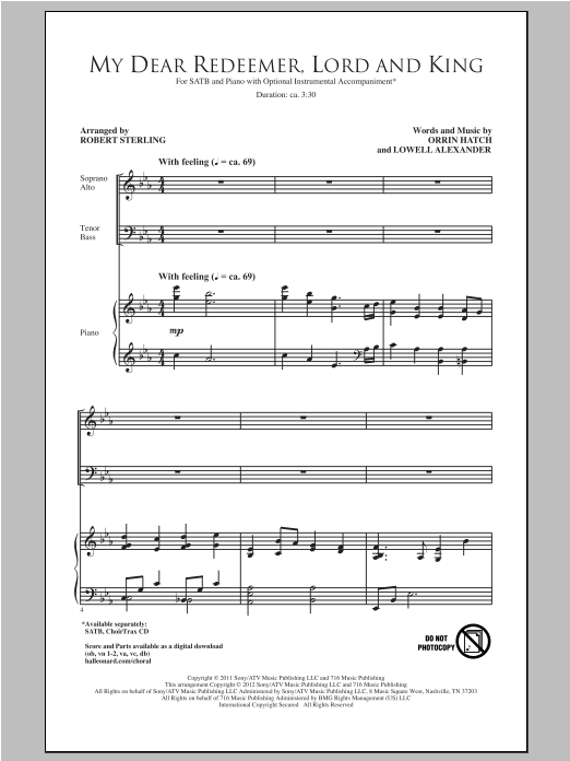 Download Lowell Alexander My Dear Redeemer, Lord And King (arr. Robert Sterling) Sheet Music and learn how to play SATB PDF digital score in minutes