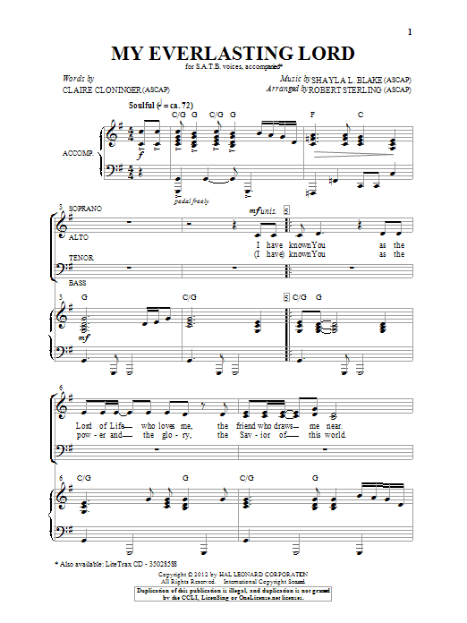 Download Shayla Blake My Everlasting Lord (arr. Robert Sterling) Sheet Music and learn how to play SATB PDF digital score in minutes