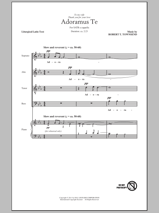 Download Robert T. Townsend Adoramus Te Sheet Music and learn how to play SATB PDF digital score in minutes