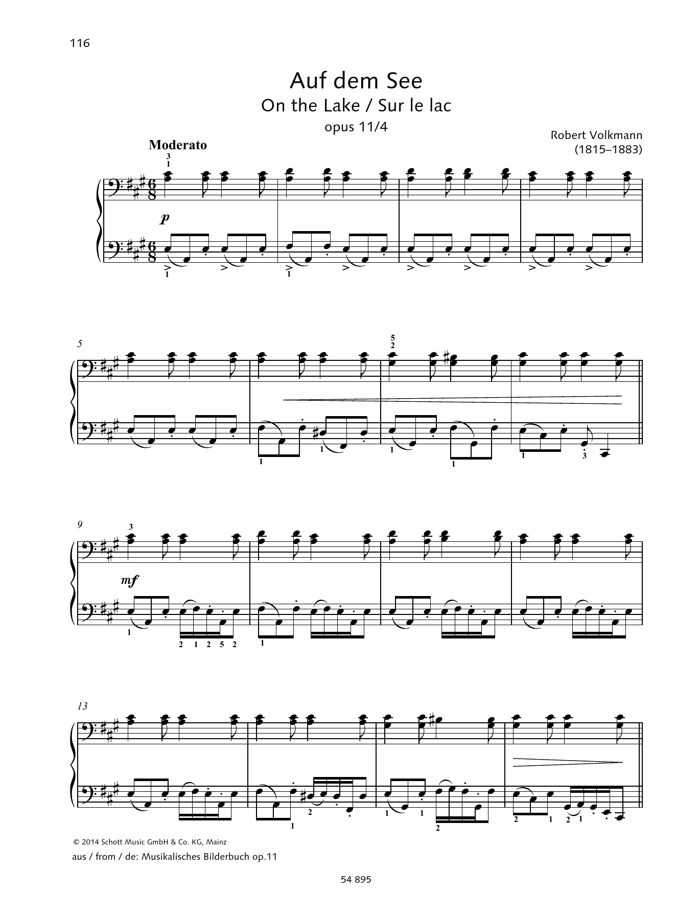 Download Robert Volkmann On the Lake Sheet Music and learn how to play Piano Duet PDF digital score in minutes