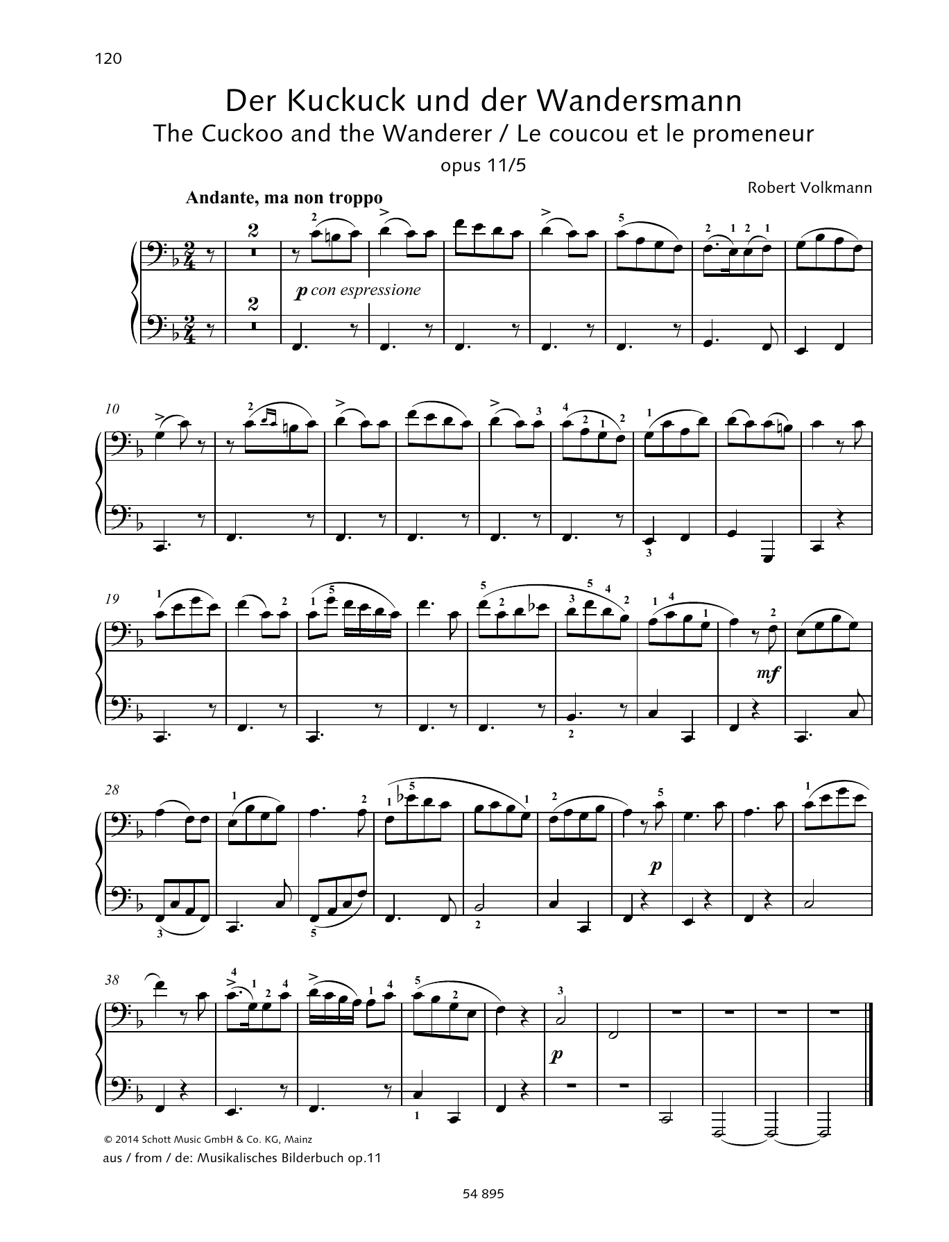 Download Robert Volkmann The Cuckoo and the Wanderer Sheet Music and learn how to play Piano Duet PDF digital score in minutes