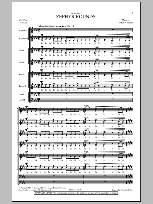 Download Robert Vuichard Zephyr Rounds Sheet Music and learn how to play SATB PDF digital score in minutes