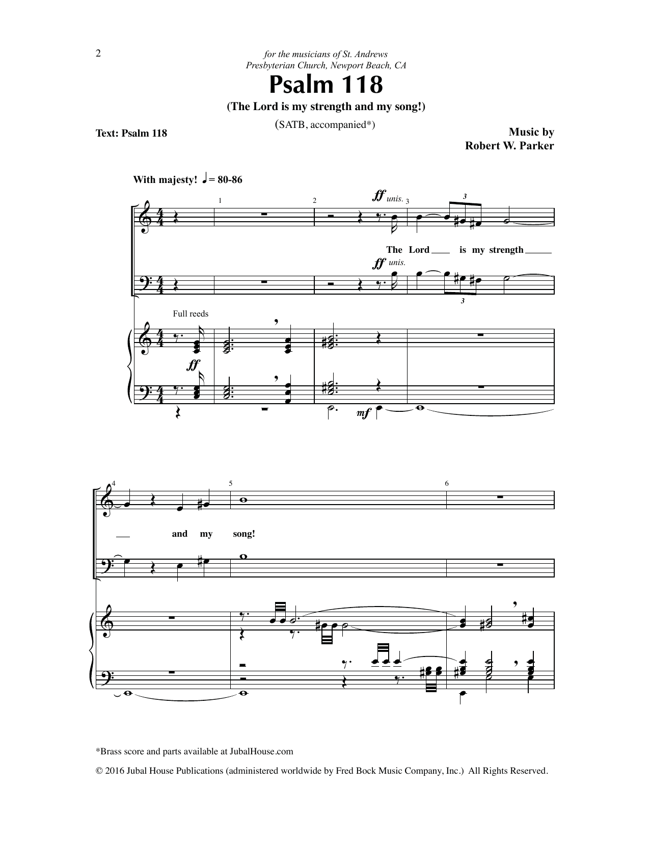 Download Robert W. Parker Psalm 118 (The Lord is my strength and my song!) Sheet Music and learn how to play SATB Choir PDF digital score in minutes