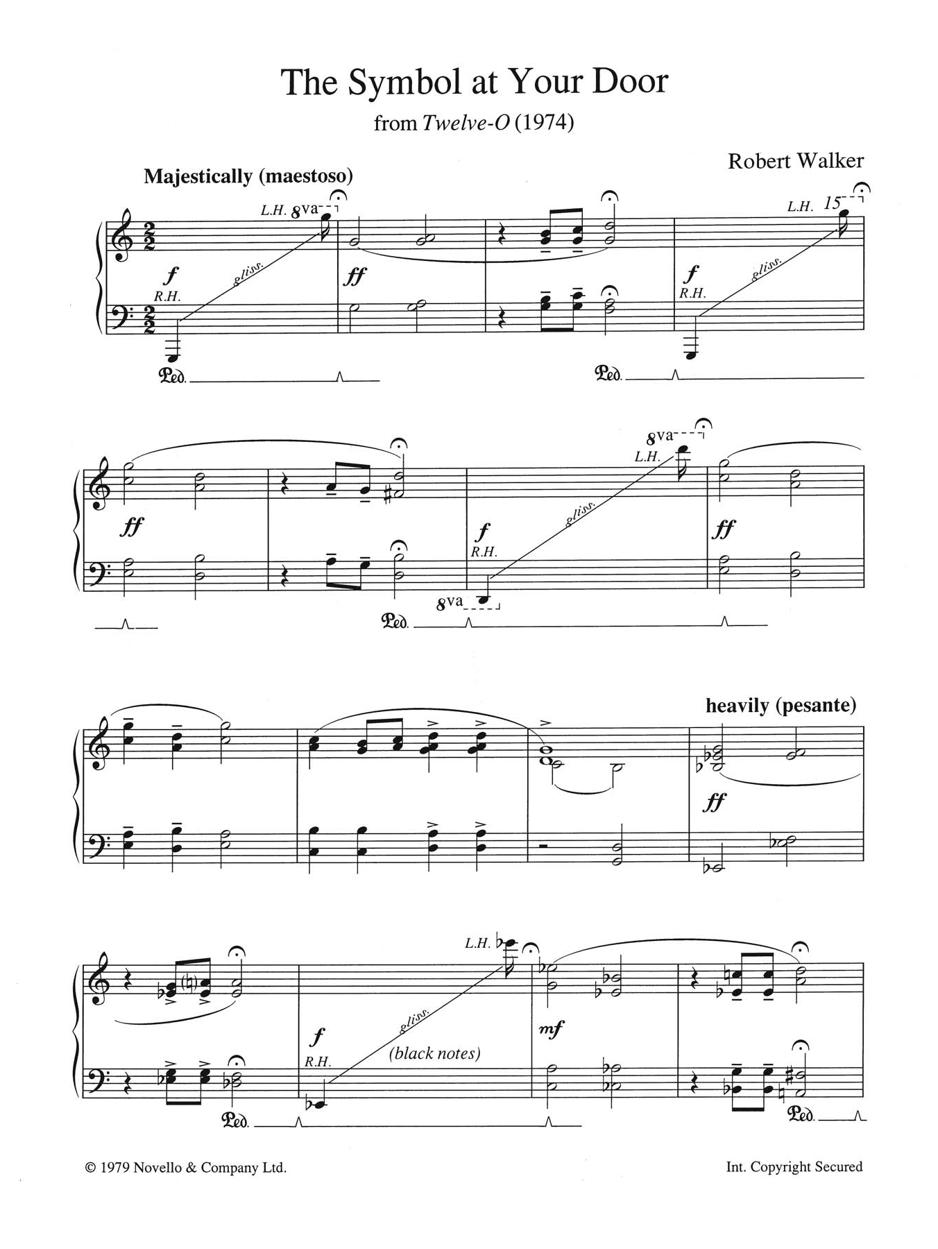 Download Robert Walker The Symbol At Your Door (from Twelve-O) Sheet Music and learn how to play Piano PDF digital score in minutes