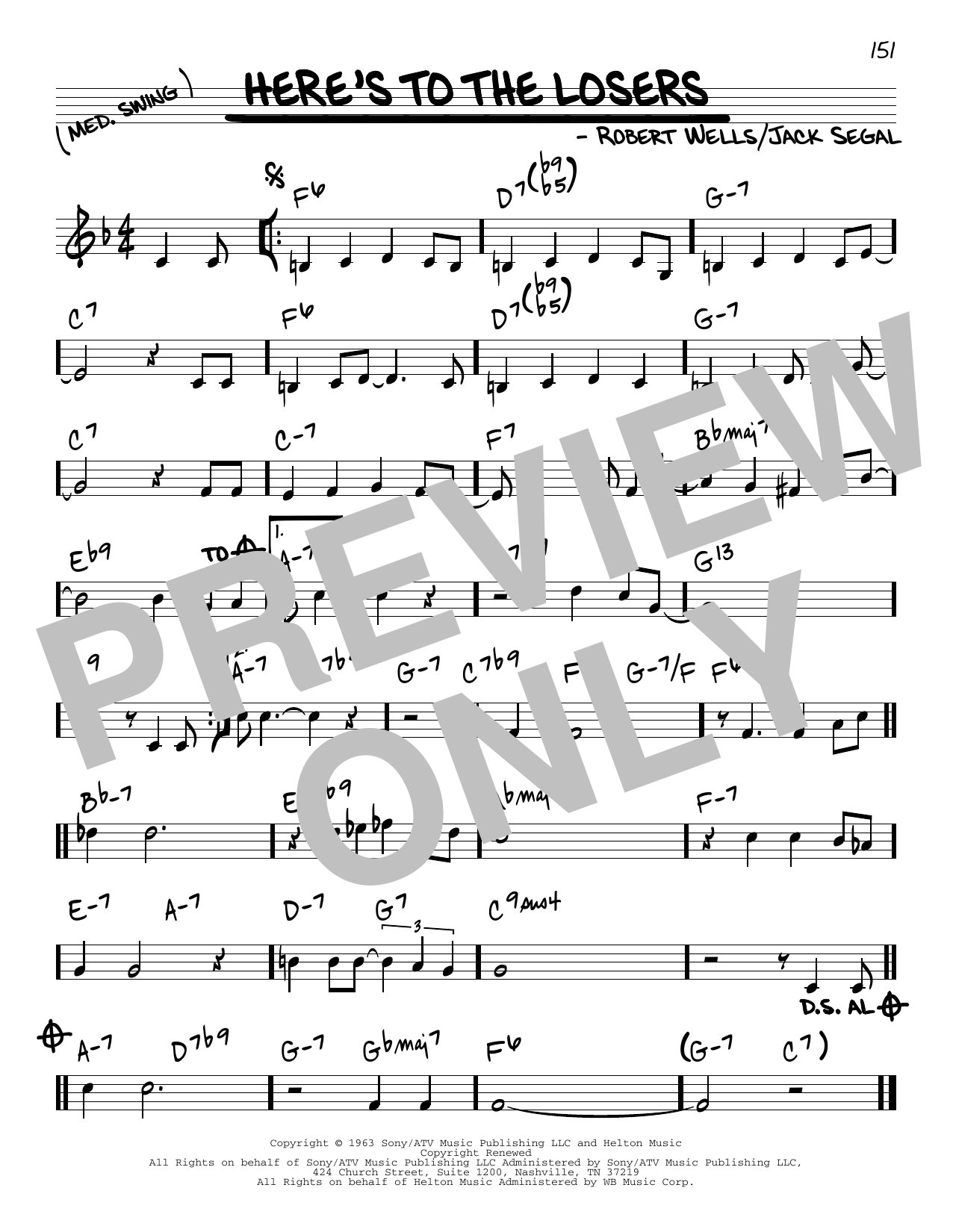 Download Robert Wells Here's To The Losers Sheet Music and learn how to play Real Book – Melody & Chords PDF digital score in minutes