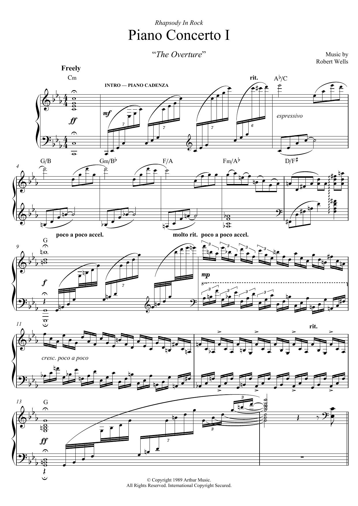 Download Robert Wells Piano Concerto: I. The Overture Sheet Music and learn how to play Piano PDF digital score in minutes
