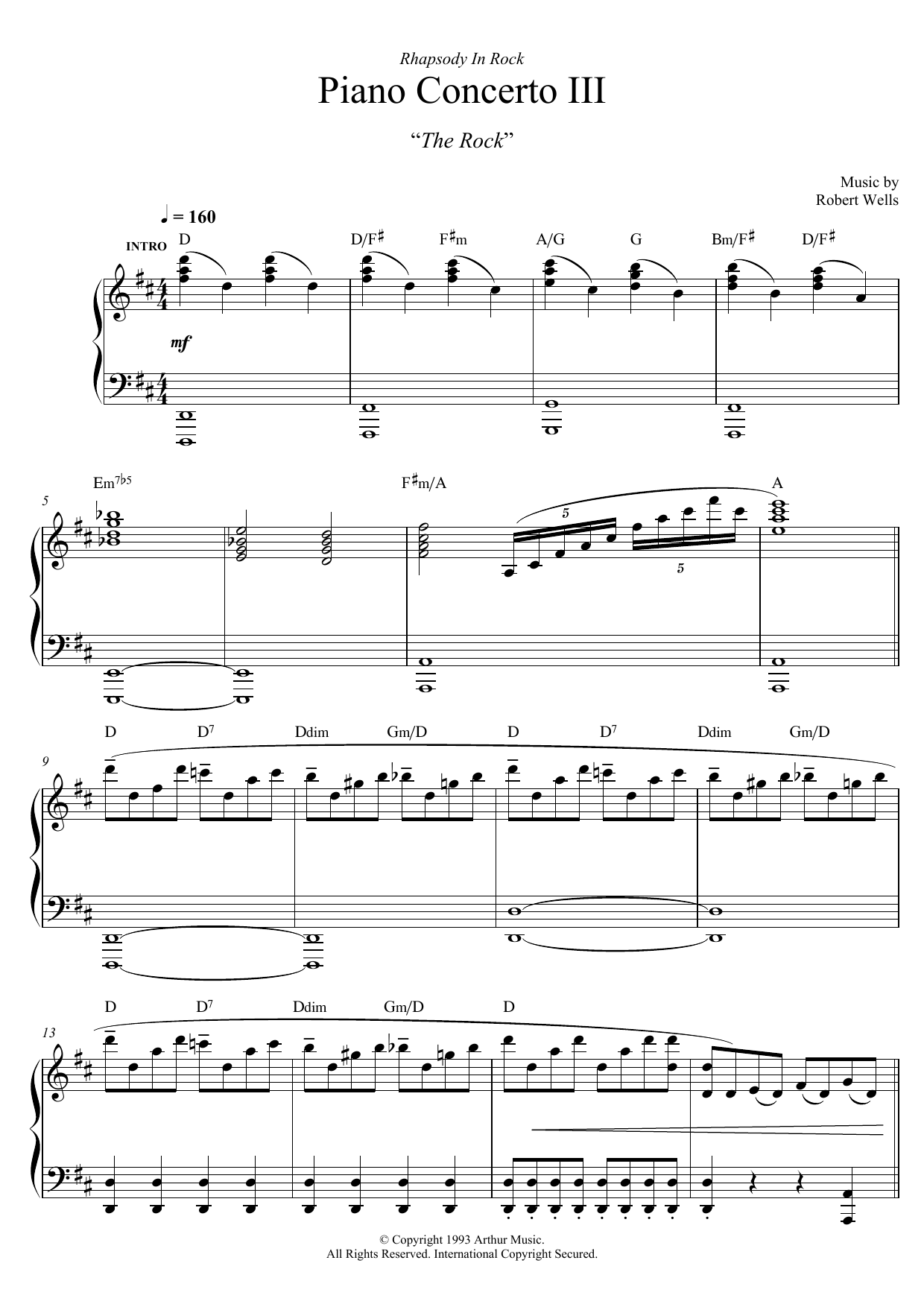 Download Robert Wells Piano Concerto: III. The Rock Sheet Music and learn how to play Piano PDF digital score in minutes