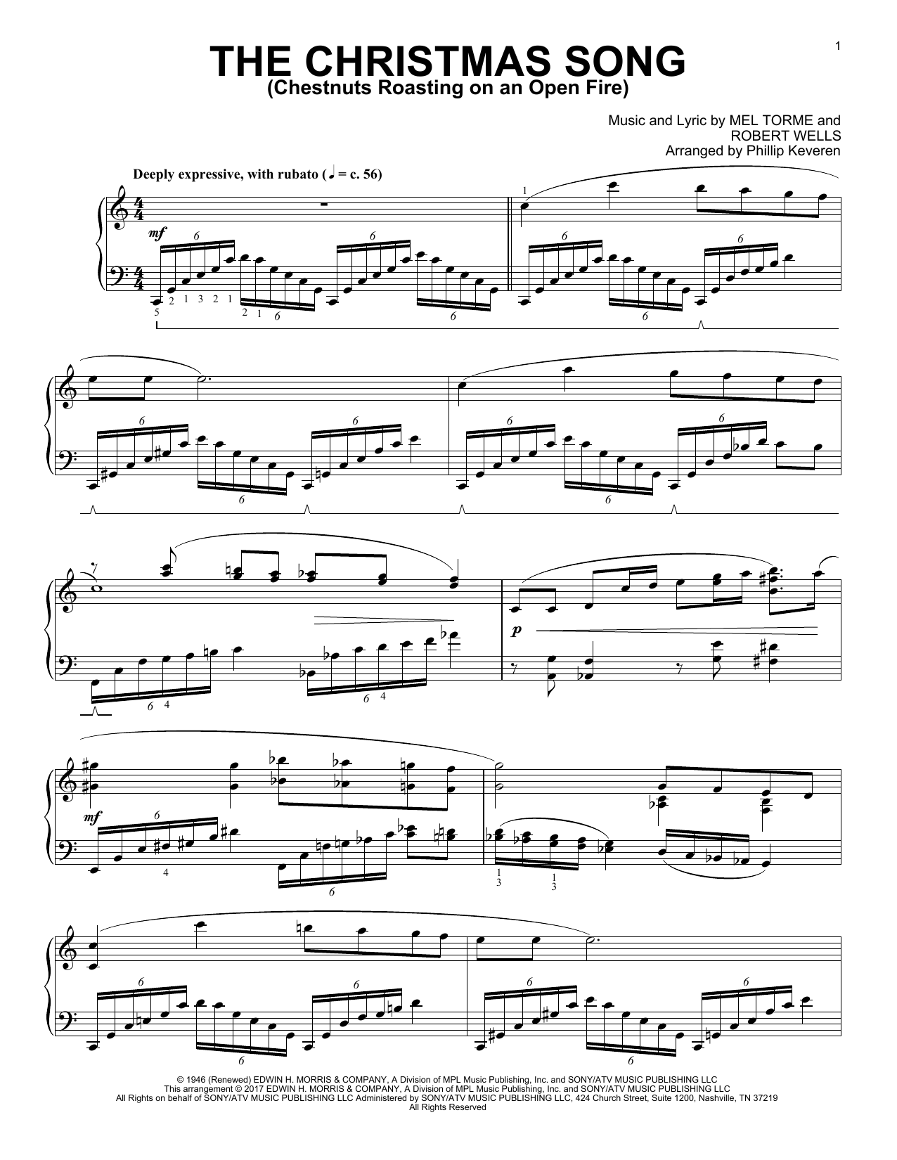 Download Phillip Keveren The Christmas Song (Chestnuts Roasting On An Open Fire) Sheet Music and learn how to play Piano PDF digital score in minutes