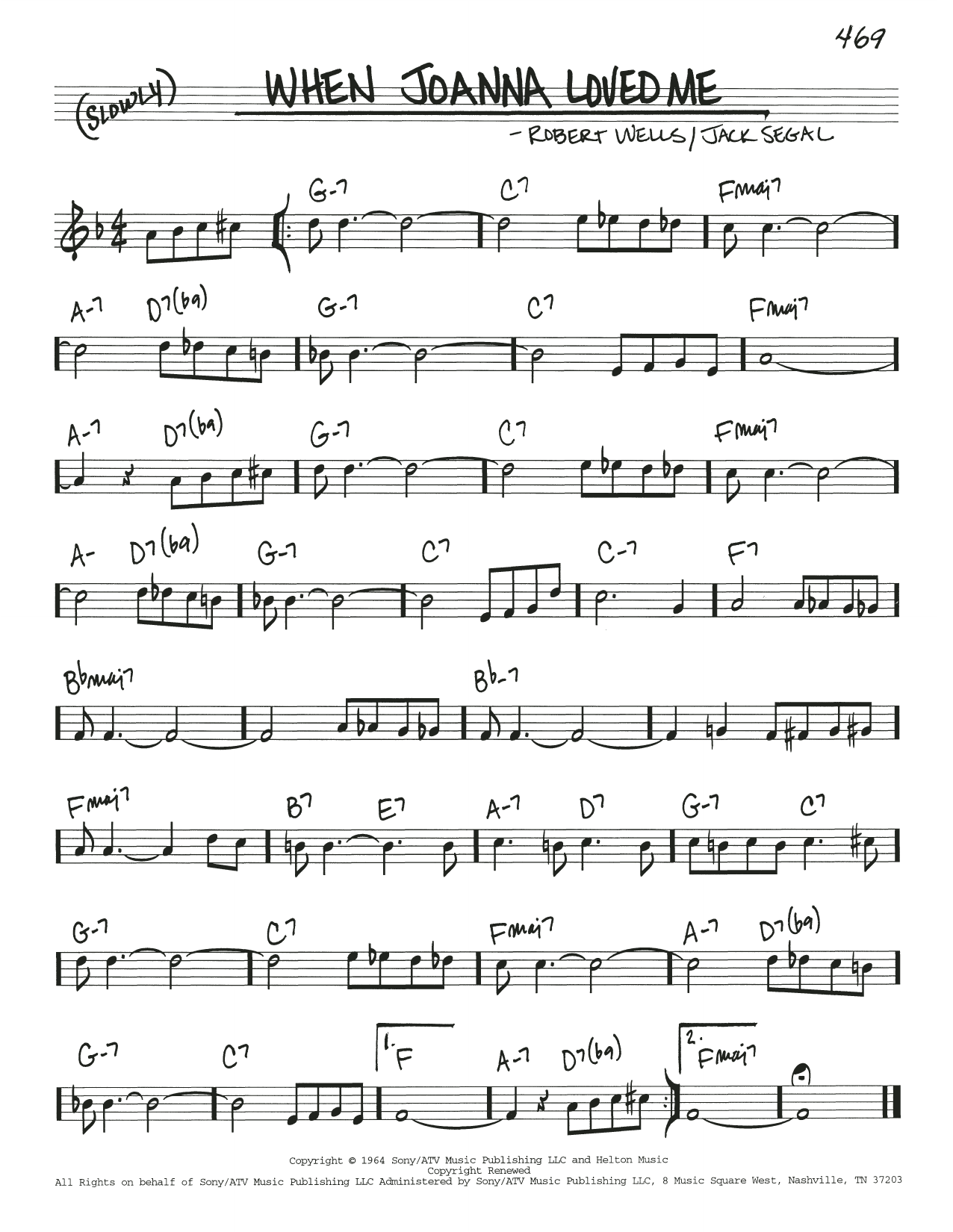 Download Robert Wells When Joanna Loved Me Sheet Music and learn how to play Real Book – Melody & Chords PDF digital score in minutes