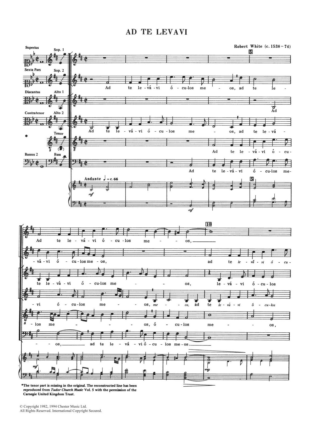 Download Robert White Ad Te Levavi Sheet Music and learn how to play Choral SAATB PDF digital score in minutes