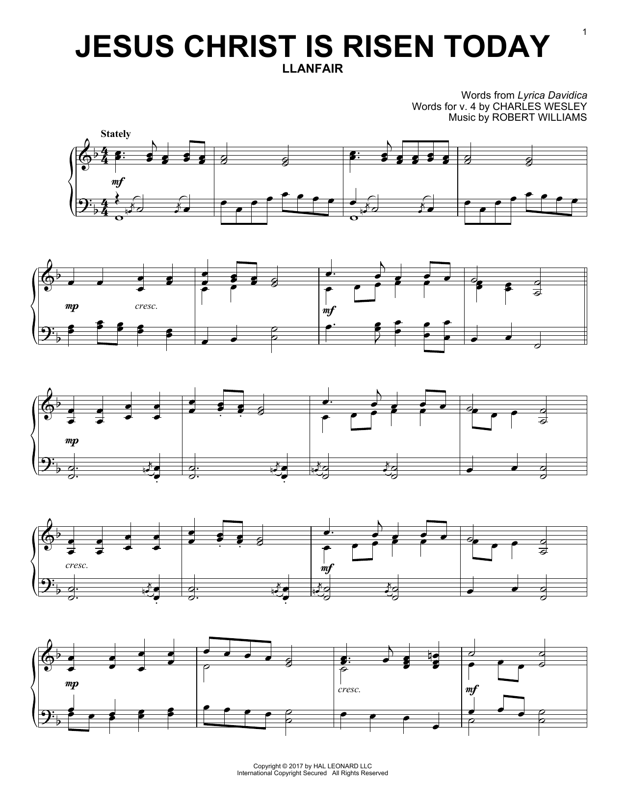 Download Robert Williams Jesus Christ Is Risen Today Sheet Music and learn how to play Piano PDF digital score in minutes