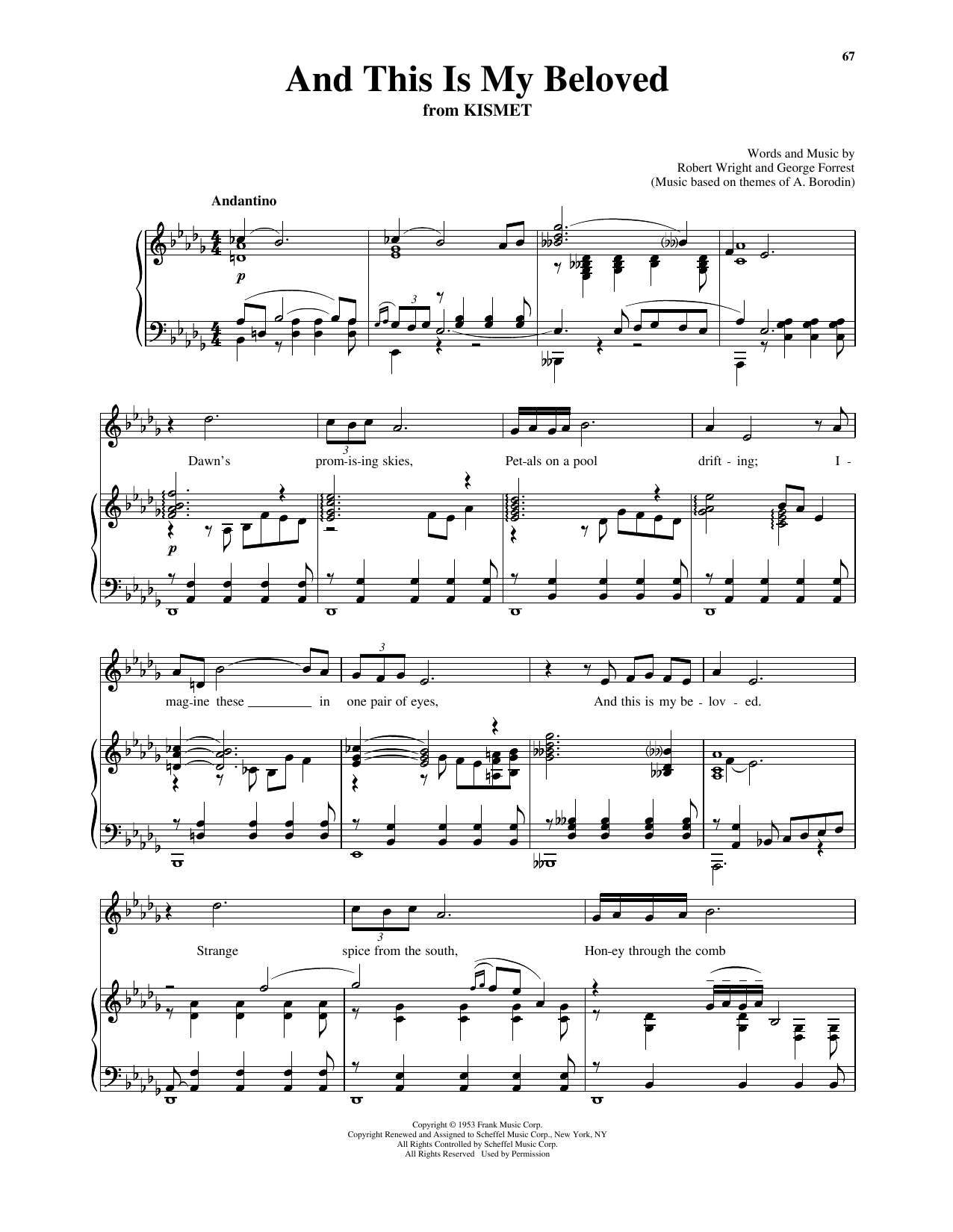 Download Robert Wright & George Forrest And This Is My Beloved (from Kismet) (Low Voice) Sheet Music and learn how to play Piano & Vocal PDF digital score in minutes
