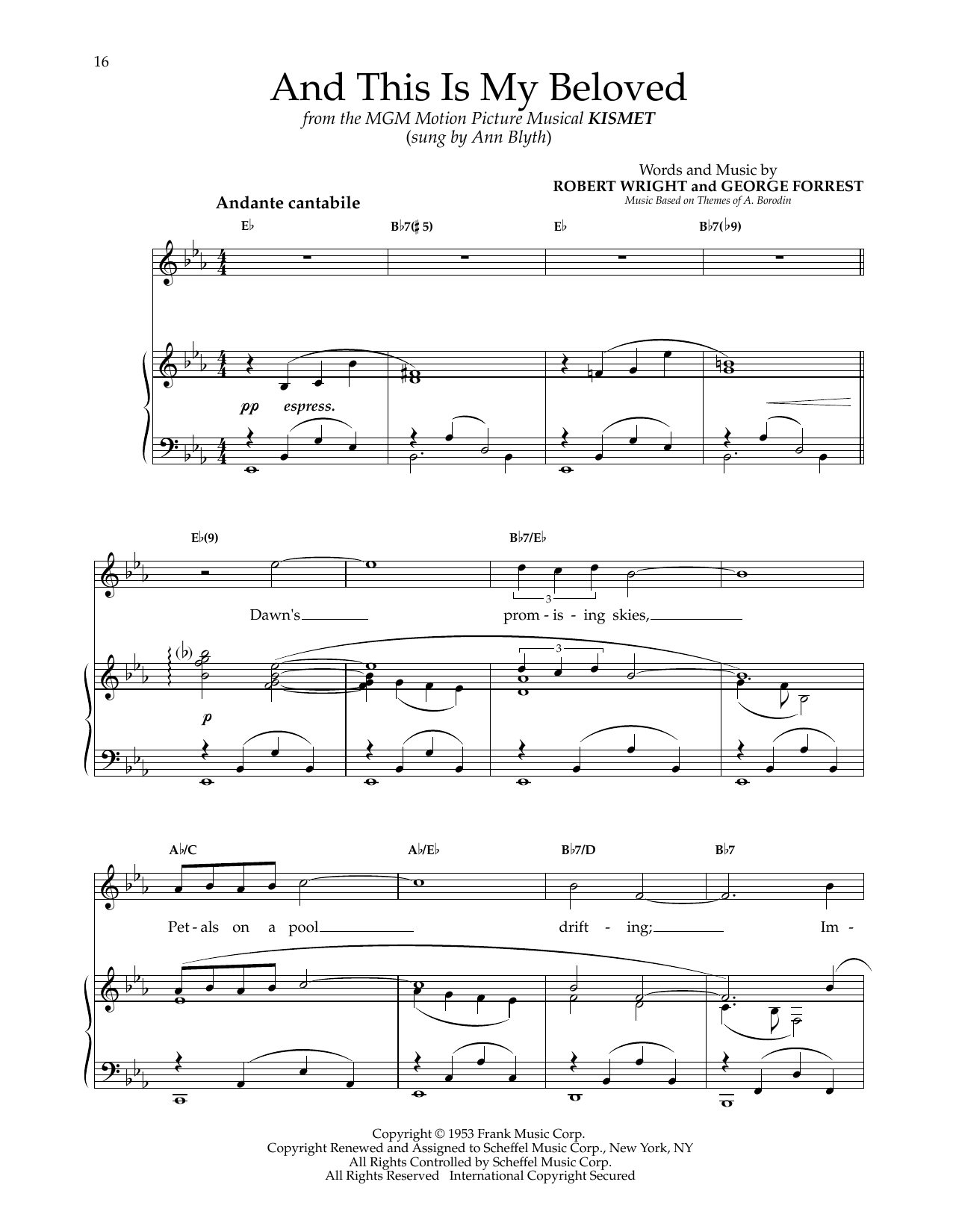 Download Robert Wright And This Is My Beloved (from Kismet) Sheet Music and learn how to play Piano & Vocal PDF digital score in minutes