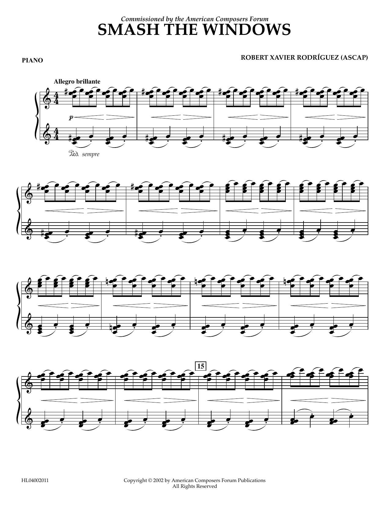 Download Robert Xavier Rodríguez Smash the Windows - Piano Sheet Music and learn how to play Concert Band PDF digital score in minutes