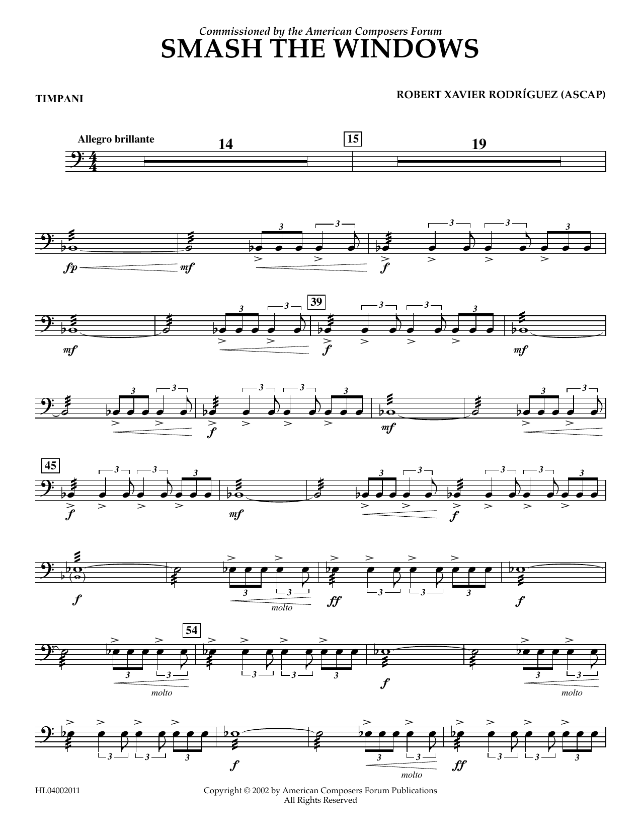 Download Robert Xavier Rodríguez Smash the Windows - Timpani Sheet Music and learn how to play Concert Band PDF digital score in minutes