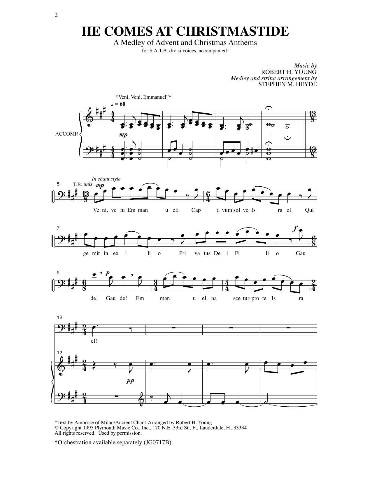 Download Robert Young He Comes At Christmastide (arr. Stephen Heyde) Sheet Music and learn how to play SATB Choir PDF digital score in minutes