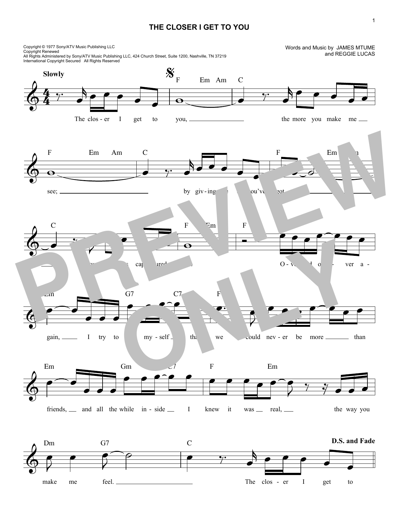 Download Roberta Flack & Donny Hathaway The Closer I Get To You Sheet Music and learn how to play Easy Guitar PDF digital score in minutes