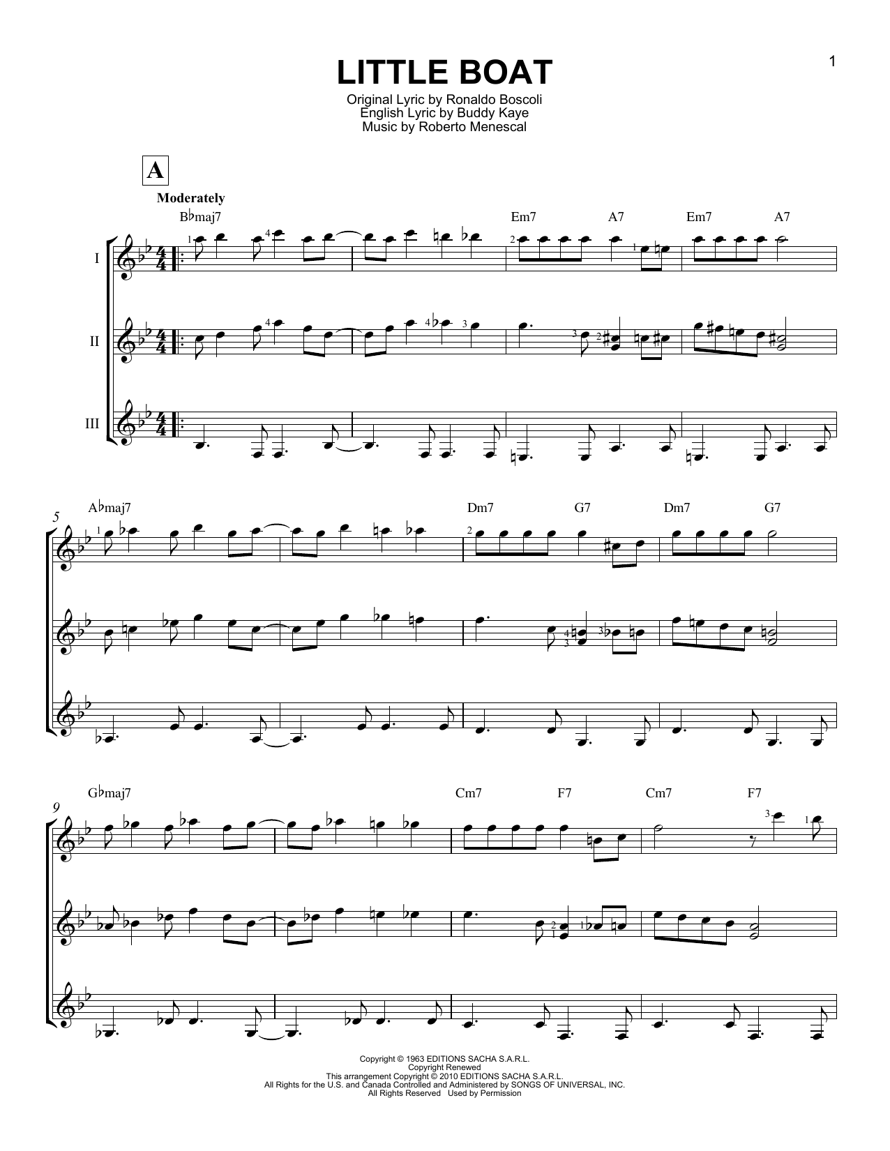 Download Roberto Menescal Little Boat (O Barquinho) Sheet Music and learn how to play GTRENS PDF digital score in minutes